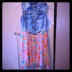 GUESS🔻Kids Denim/Chiffon High-Low Dress